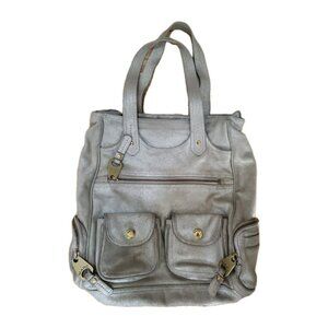 Marc Jacobs Large Purse Hobo Bag Tote Suede Leather Gold Metallic Pockets Charm